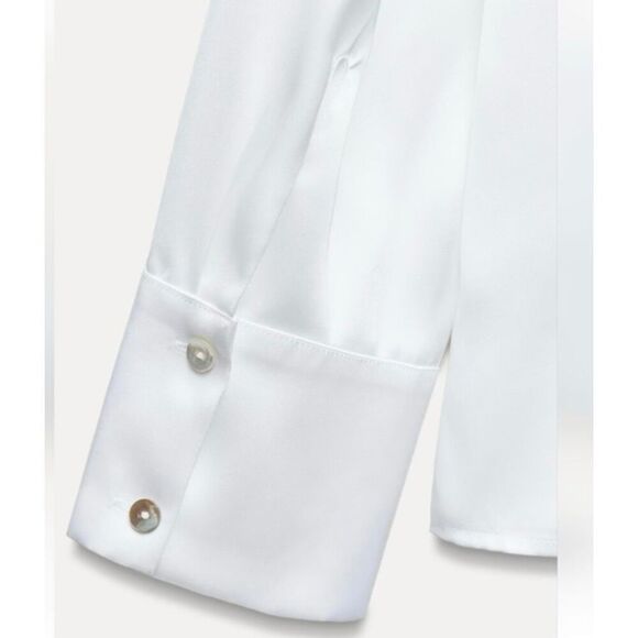 ZARA Satin Silky Effect Lapel Blouse - Picture 5 of 8